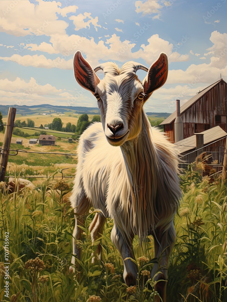 Obraz premium Country Milk: Grazing Goat Farm & Animal