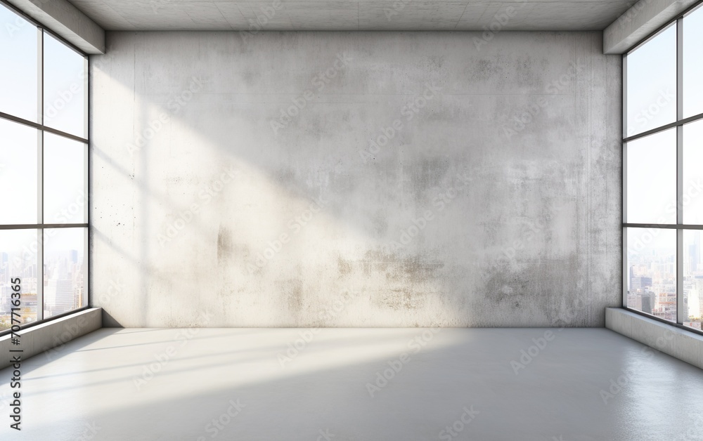 Blank white wall in concrete office with large wind Blank white wall in concrete office with large wind
