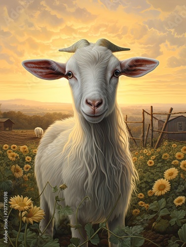 Goat Milk Dairy Farm: Captivating Countryside Image of Animals