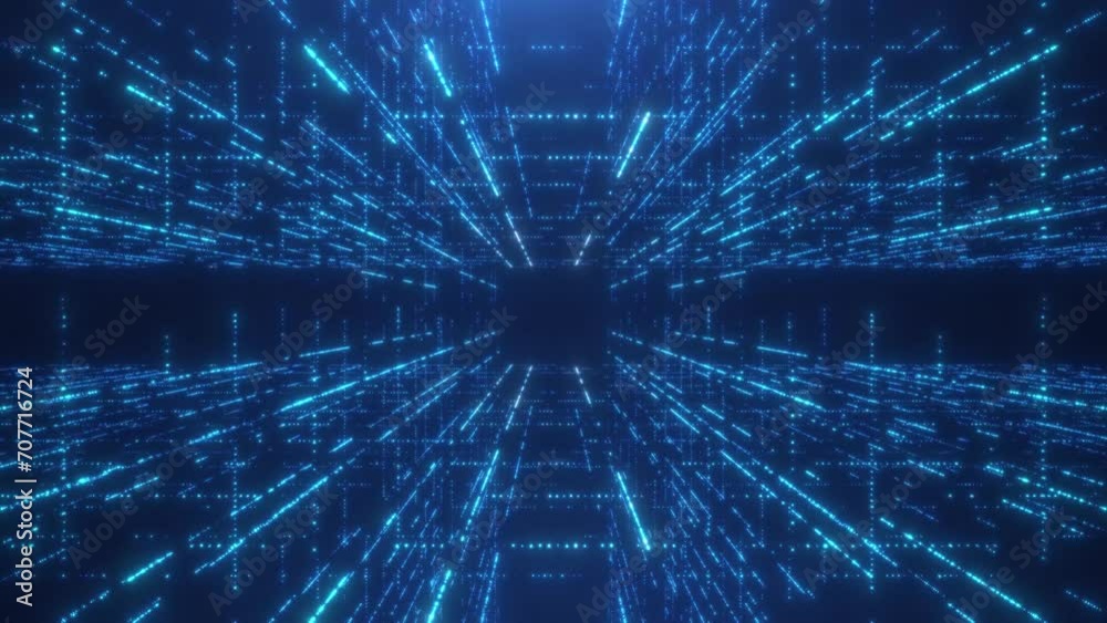 Abstract scene of futuristic cyber world, sci-fi grid, technology glowing surface, neon night scene, digital science background 4K animation, seamless loop, virtual reality concept.