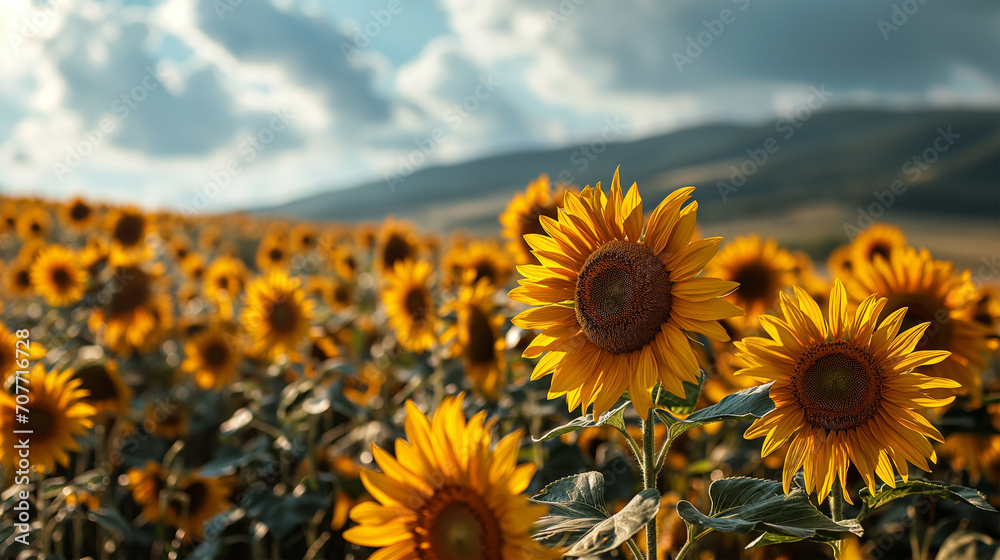 sunflower field in the summer