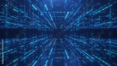 Abstract scene of futuristic cyber world, sci-fi grid, technology glowing surface, neon night scene, digital science background 4K animation, seamless loop, virtual reality concept. photo