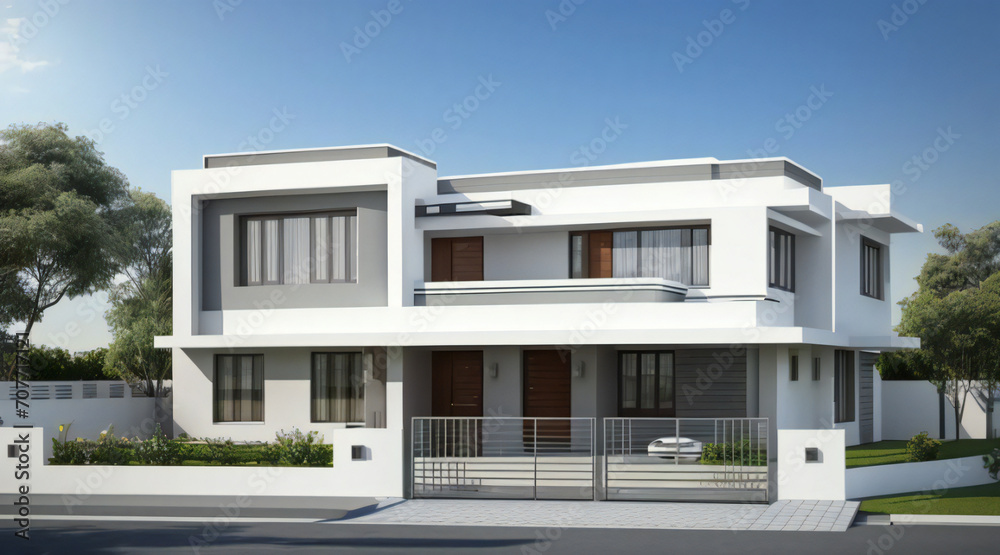 3d rendering of modern cozy house isolated on white background 3d rendering of modern cozy house isolated on white background