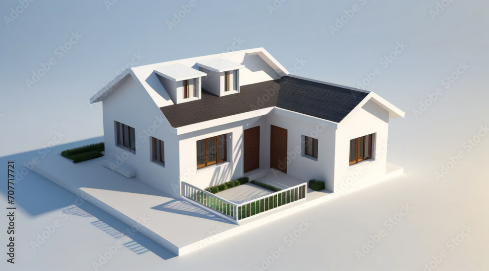 3d rendering of modern cozy house isolated on white background