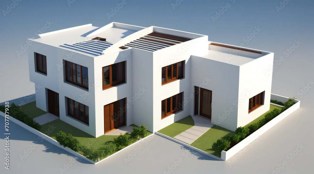 3d rendering of modern cozy house isolated on white background 3d rendering of modern cozy house isolated on white background