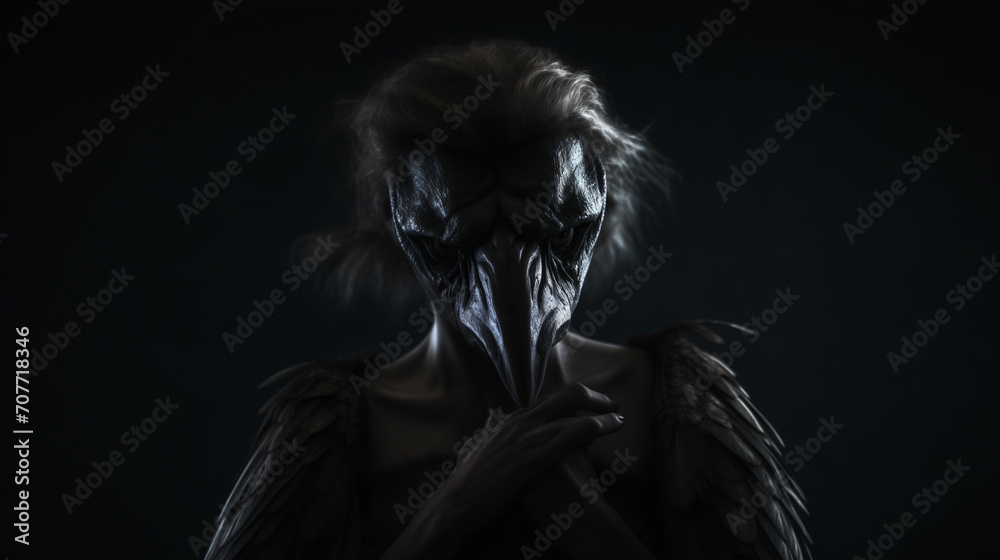 Fictional mythical evil greek creature pale harpy half woman half bird - obrazy, fototapety, plakaty 