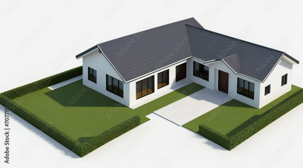 3d rendering of modern cozy house isolated on white background 3d rendering of modern cozy house isolated on white background