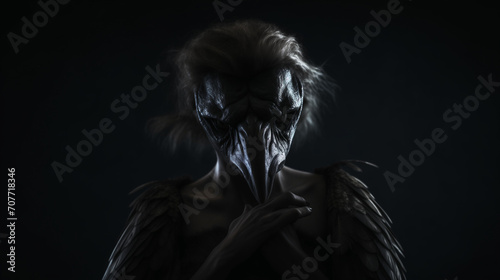 Fictional mythical evil greek creature pale harpy half woman half bird photo