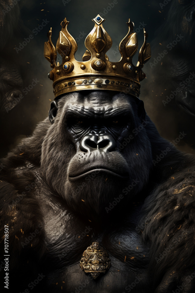 Royal Gorilla Swagger: King Kong with a Crown in an Ultra-Cool Design Royal Gorilla Swagger: King Kong with a Crown in an Ultra-Cool Design