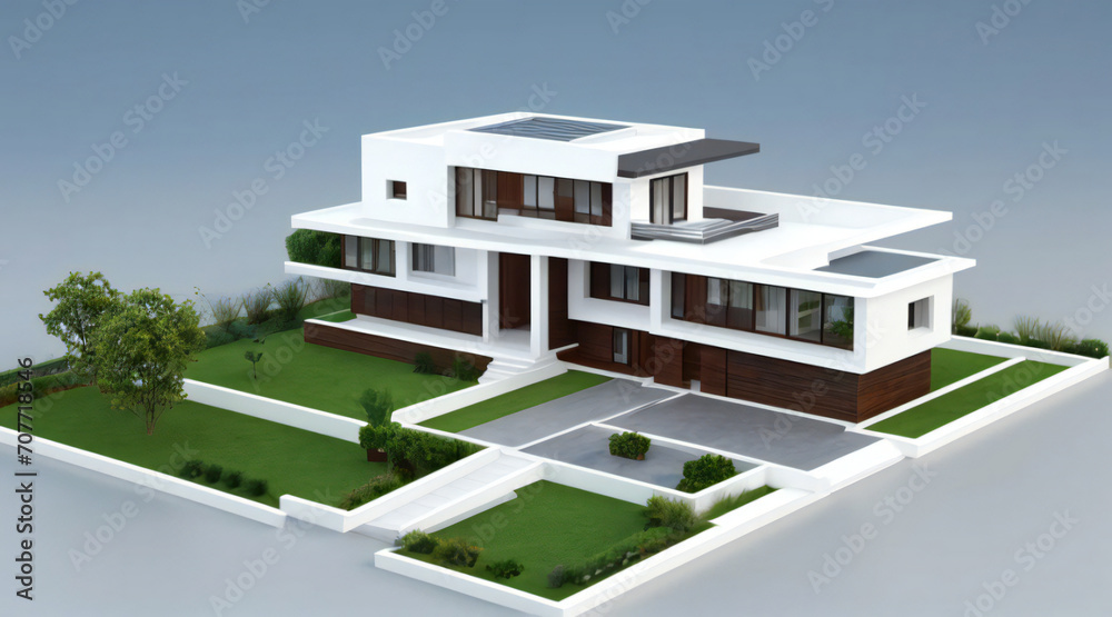 3d rendering of modern cozy house isolated on white background 3d rendering of modern cozy house isolated on white background