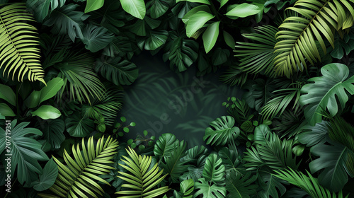 3d illustration of green leaf background with copy space for text or message.