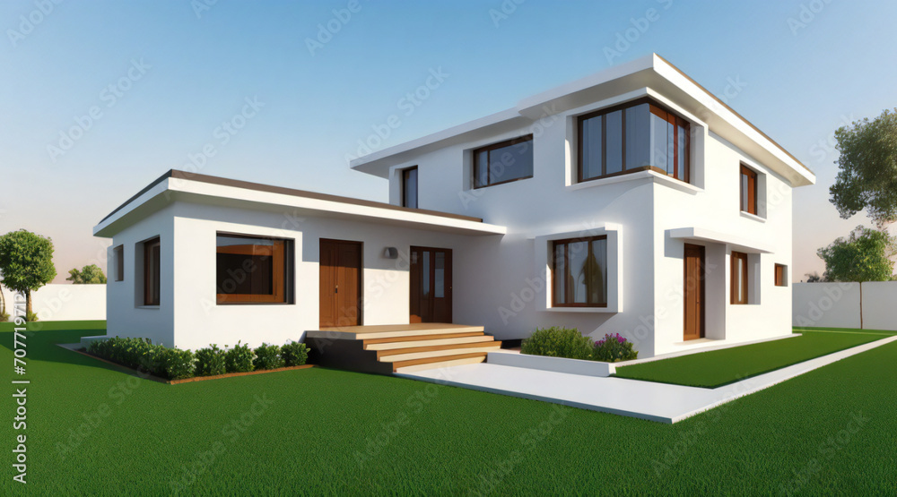 3d rendering of modern cozy house isolated on white background 3d rendering of modern cozy house isolated on white background