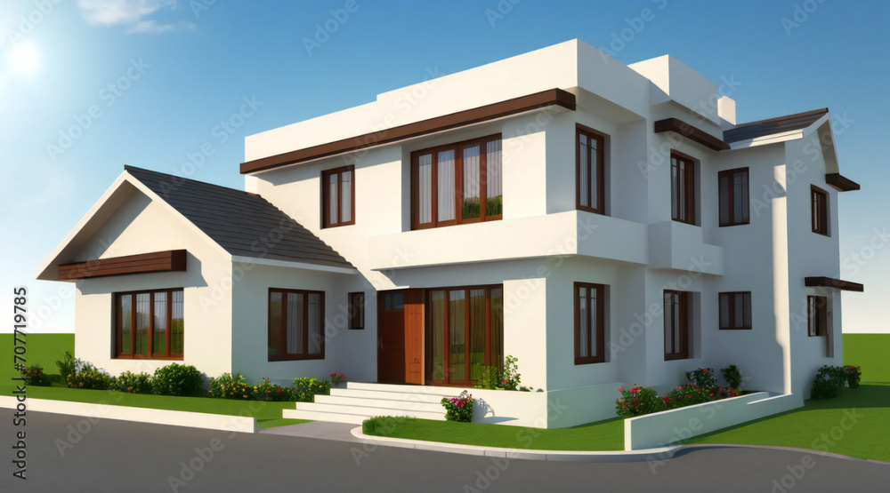 3d rendering of modern cozy house isolated on white background 3d rendering of modern cozy house isolated on white background