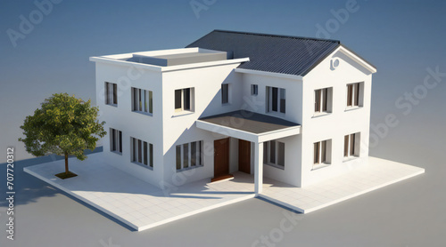 3d rendering of modern cozy house isolated on white background © samsul