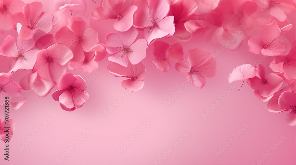 Realistic Pink Rose Spa Background with Flying Petals - Delicate Beauty and Romance in Nature, Perfect for Wedding or Celebration Designs