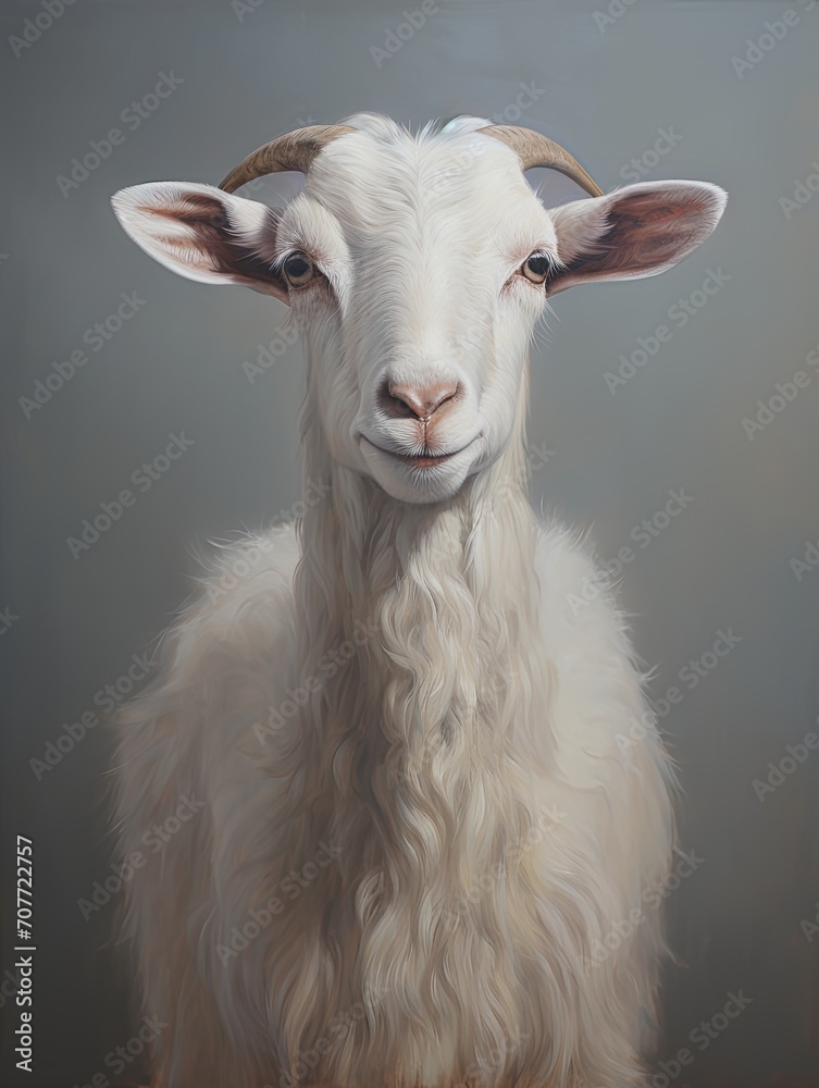 Fototapeta premium Country Dairy Farm: Majestic Milk Goat, the Iconic Animal of the Countryside