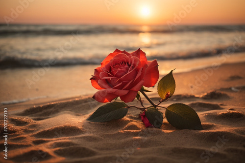 lovely sunset at the Beach with everlasting love simpel photo