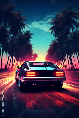 Ocean Thrills: Fast and Furious, 90s Vibes, and Neon Lights in a Miami Beachscape © pierre
