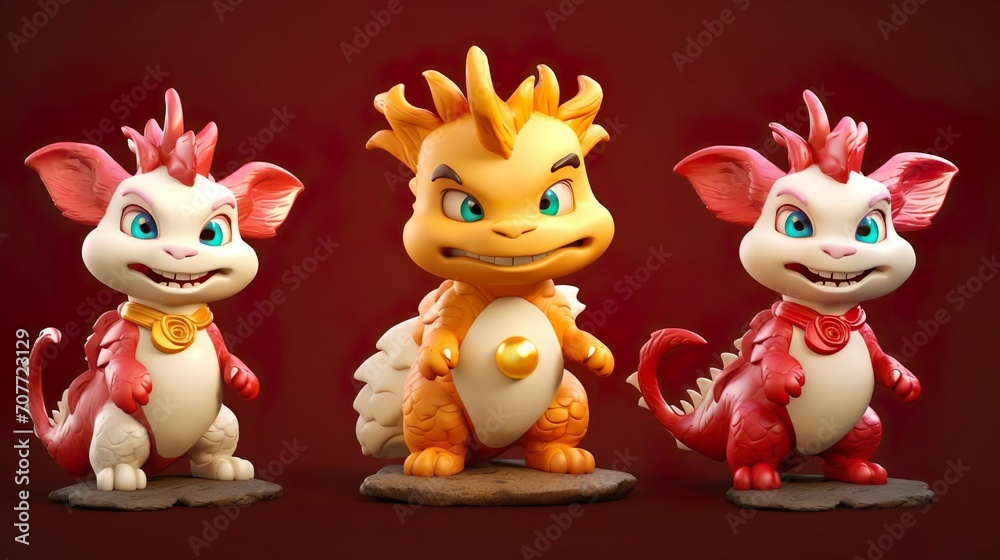 Naklejka premium 3D adorable dragon element