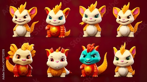 3D adorable dragon element