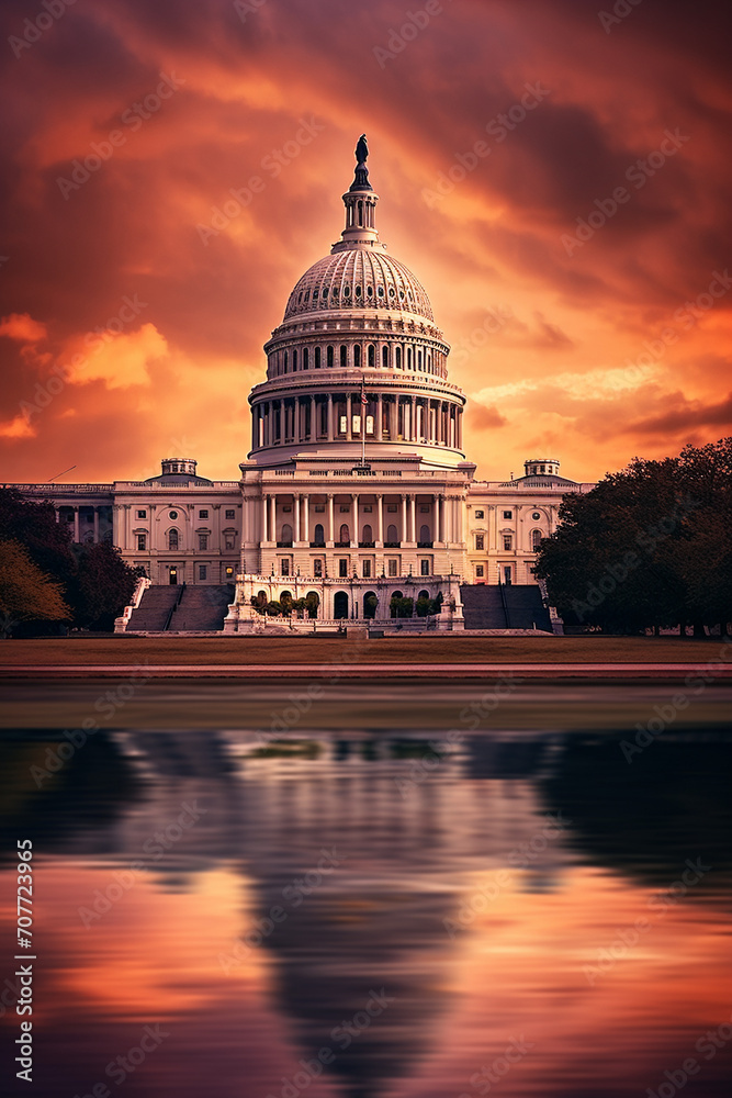 Evening Elegance: A Dazzling Sunset Over the US Capitol