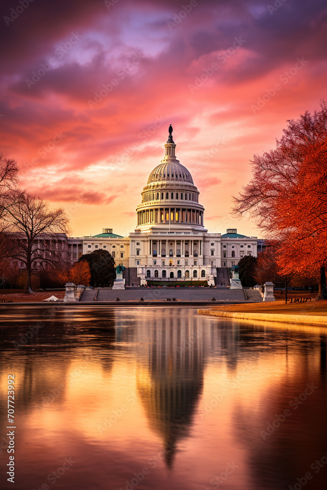 Golden Hour Splendor: Washington DC's Iconic Capitol at Sunset