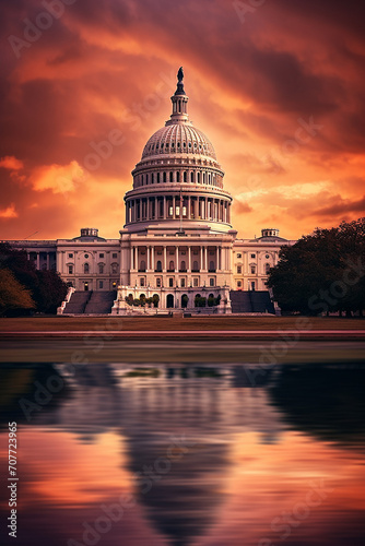 Evening Elegance: A Dazzling Sunset Over the US Capitol
