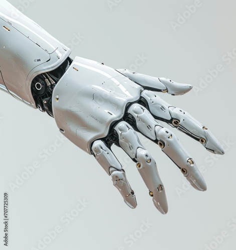 A futuristic robotic hand extends