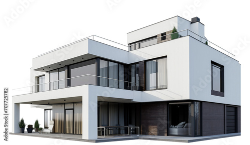 Modern Abstract Residential Building. Contemporary Style Exterior Design. Perspective View. Ai Generative © susse_n