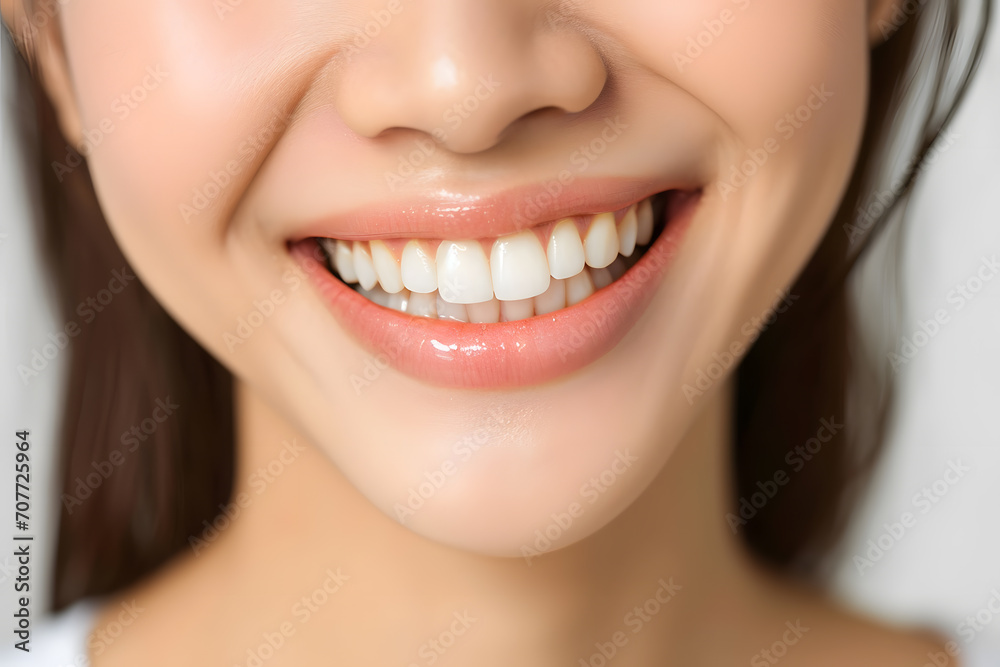 A close-up shot of the lower portion of a woman's face. She Charming smile with immaculate teeth for dental service promotions A close-up shot of the lower portion of a woman's face. She Charming smile with immaculate teeth for dental service promotions