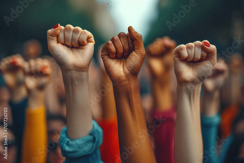 A powerful concept of people united against oppression, fighting for freedom, justice and equality. photo