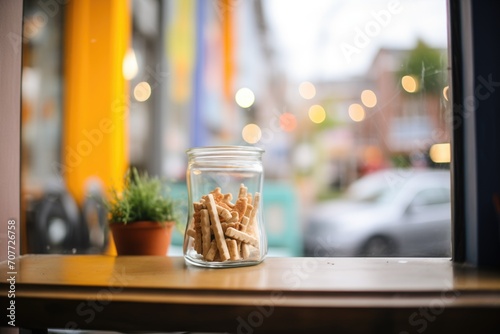 biscotti in a cozy cafe window display © stickerside