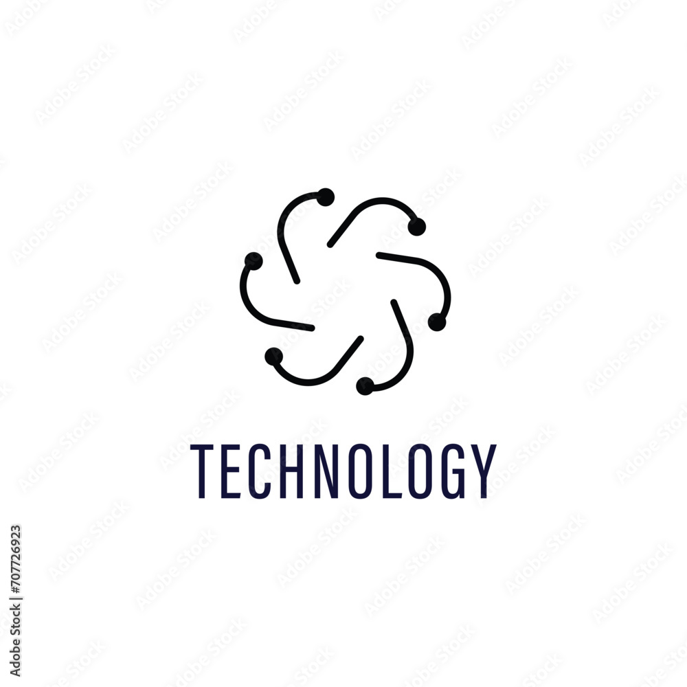 Abstract technology circles logo design template vector illustration