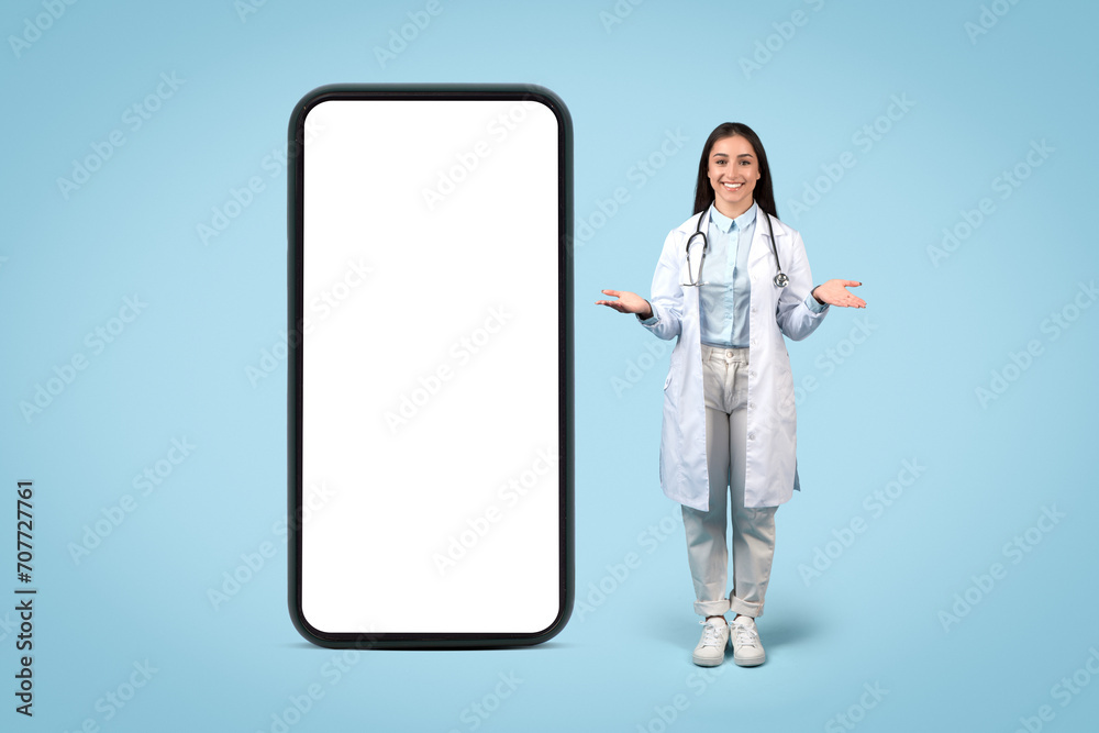 Interactive telehealth app with friendly female doctor Interactive telehealth app with friendly female doctor