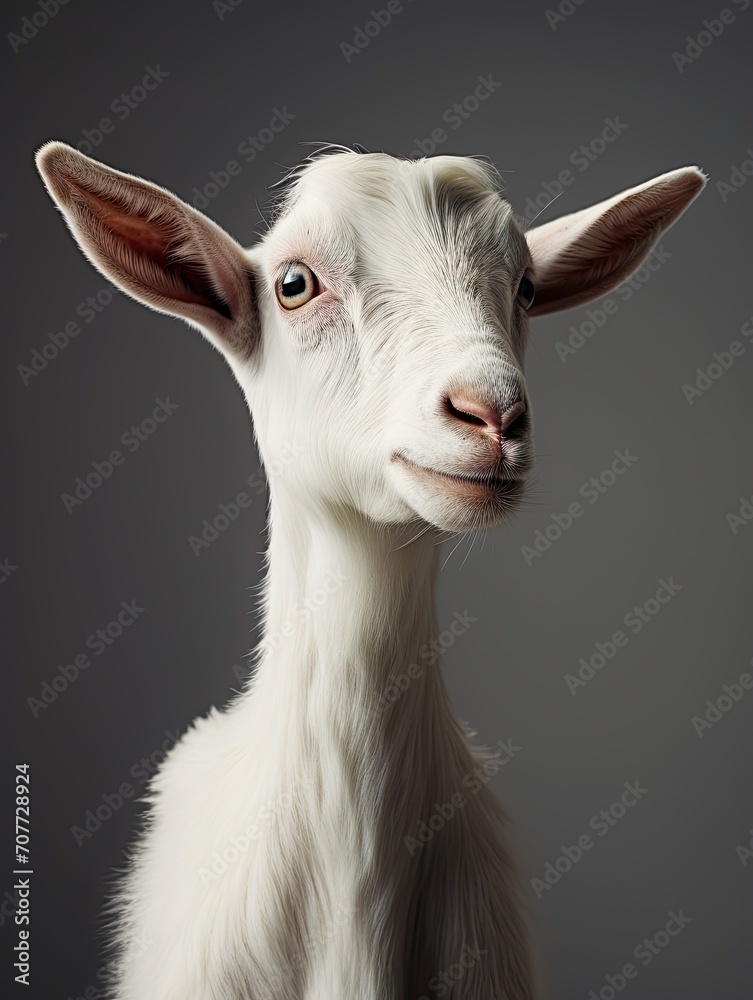 Fototapeta premium White Saanen Goat: Beautiful Farm Animal and Dairy Delight