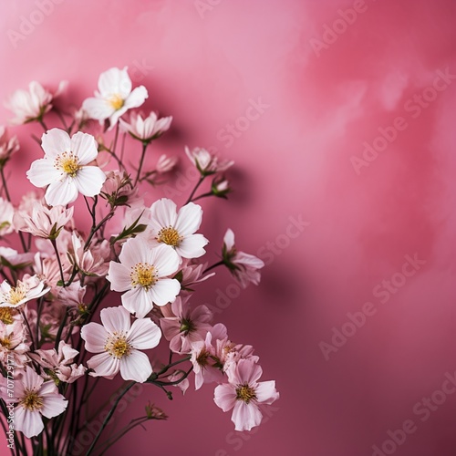 Beautiful composition spring flowers,Bouquet,of pink spring flowers, on pastel pink background,Valentine's Day, Easter, Birthday,template, card
