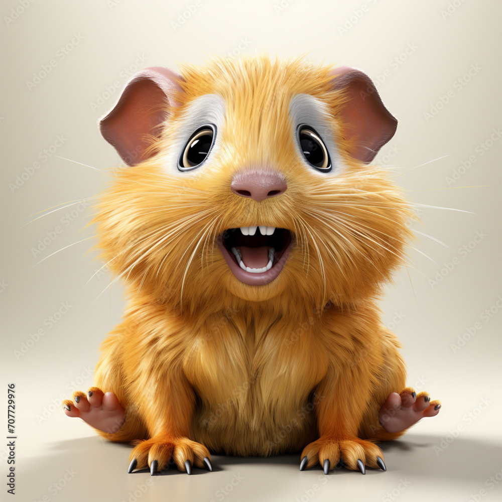 Obraz premium Lustiges Cartoon Meerschweinchen isoliert auf weißem Hintergrund (Durch AI generiert)