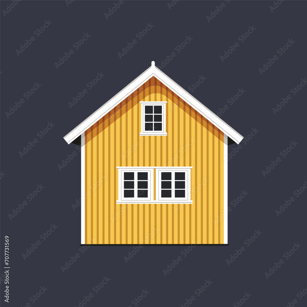 Yellow house on a blue background Yellow house on a blue background