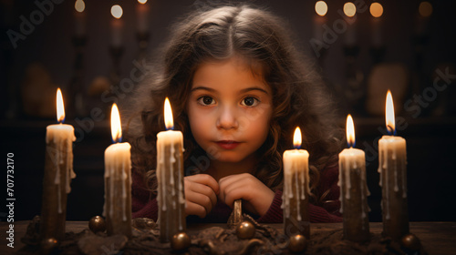 Nia Hebrean fernet a candelabra menorah encendiendo photo