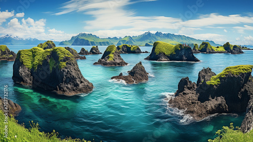 landscape with lake and mountains