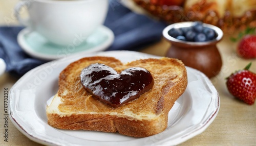 Heart-shaped Marmalade Toast Macro Shot