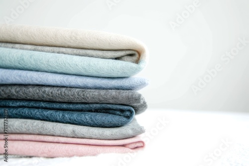 A neatly arranged stack of colorful felt, textile fabrics showcasing a spectrum of colors on a brightly textured background.