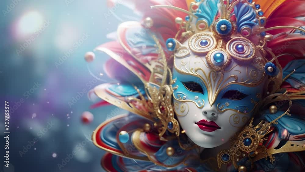 Mardi Gras overhead background with colorful masks and beads on isolated background, with copy space Mardi Gras overhead background with colorful masks and beads on isolated background, with copy space