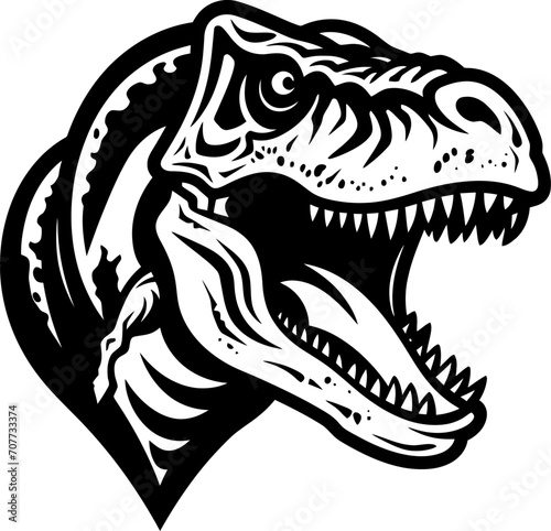 Dinosaur t-rex silhouette in black color. Vector template for laser cutting wall art.