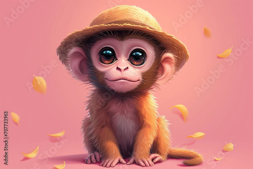 cartoon monkey wearing a hat