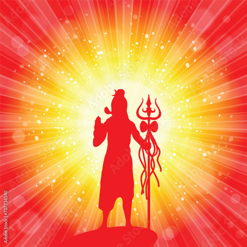 Shiva in brilliant galactic space. Greeting card for Maha Shivratri, a Hindu festival celebrated of Lord Shiva. Om or Aum Indian sacred sound.