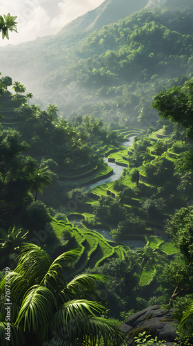 Rice terraces in the rainforest of Bali, Indonesia