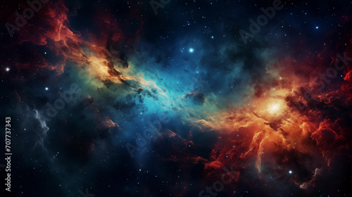Galaxy background illustration. Space scene with planets  stars  galaxies and Nebula