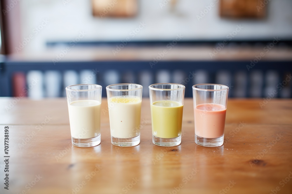 bisque tasting trio in small glass cups bisque tasting trio in small glass cups