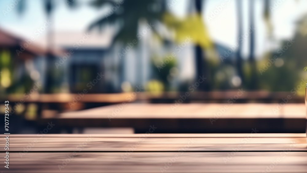 wooden table with light blurred wooden table with light blurred